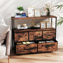 Gainoom Brown Dresser For Bedroom Storage Dresser With 5 Drawers - thumbnail 8