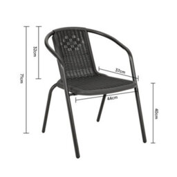 Thehotsale 120Cm L Garden Metal Slatted Coffee Table With Six Rattan Chairs Outdoor Rectangle Table In Black - thumbnail 9