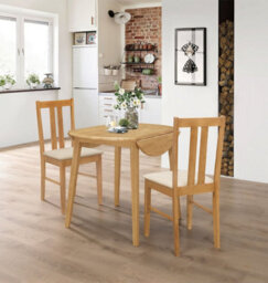 Hallowood Furniture Ledbury Light Oak Drop Leaf Round Dining Table With 2 Light Oak Chairs - thumbnail 1