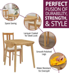 Hallowood Furniture Ledbury Light Oak Drop Leaf Round Dining Table With 2 Light Oak Chairs - thumbnail 2