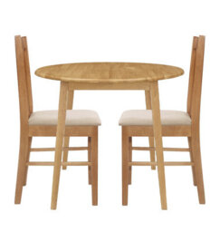 Hallowood Furniture Ledbury Light Oak Drop Leaf Round Dining Table With 2 Light Oak Chairs - thumbnail 8
