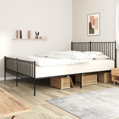 Berkfield Metal Bed Frame With Headboard And Footboard Black 200X200 Cm - image 1