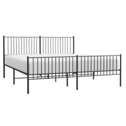 Berkfield Metal Bed Frame With Headboard And Footboard Black 200X200 Cm - thumbnail 3