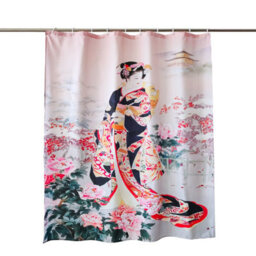 Neel Blue Polyester Shower Curtain With Hooks, Water-Resistant 180Cm X 200Cm - thumbnail 2