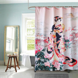 Neel Blue Polyester Shower Curtain With Hooks, Water-Resistant 180Cm X 200Cm - thumbnail 1