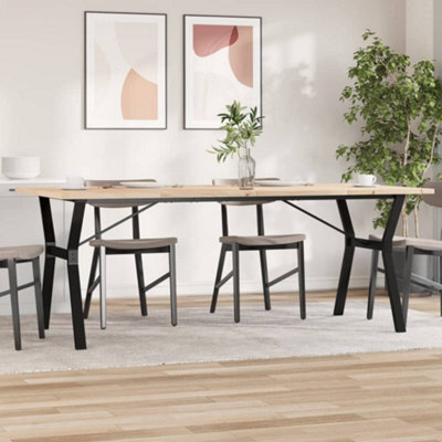 Berkfield Dining Table Y-Frame 200X100X75.5 Cm Solid Wood Pine And Steel - image 1