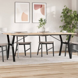 Berkfield Dining Table Y-Frame 200X100X75.5 Cm Solid Wood Pine And Steel - thumbnail 1