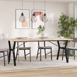 Berkfield Dining Table Y-Frame 200X100X75.5 Cm Solid Wood Pine And Steel - thumbnail 3