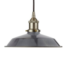 Slate Grey Small Trinity Metal Painted Dome Pendant Light With Brushed Chrome Lamp Holder And Black Round Cable - Se Home