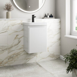 Affine Bathroom Cloakroom Vanity Unit Wash Basin Cabinet Cupboard Storage White 400mm - thumbnail 1