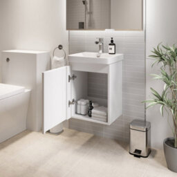 Affine Bathroom Cloakroom Vanity Unit Wash Basin Cabinet Cupboard Storage White 400mm - thumbnail 3