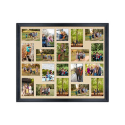AK Frames 80X70Cm Black Classic Multi Photo Frame With Ivory Mount - Holds 20 Apertures (18X) 6X4, (2X) 4X4 Photos - thumbnail 1