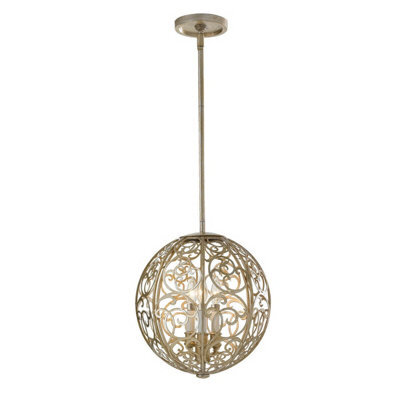Elegant 3-Bulb Chandelier Pendant Light In Silver Leaf Patina With Led E14 Bulbs - image 1