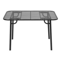 Living And Home Outdoor Garden Dining Table , Curved Table With Metal Slatted Top, Black - thumbnail 4