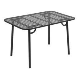 Living And Home Outdoor Garden Dining Table , Curved Table With Metal Slatted Top, Black - thumbnail 5