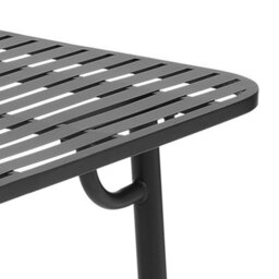 Living And Home Outdoor Garden Dining Table , Curved Table With Metal Slatted Top, Black - thumbnail 8