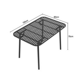 Living And Home Outdoor Garden Dining Table , Curved Table With Metal Slatted Top, Black - thumbnail 9
