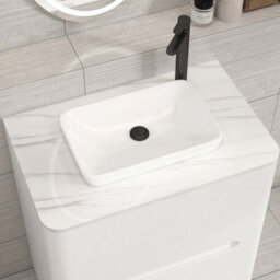 Royal Bathrooms Venice 700mm Gloss White Freestanding Bathroom Countertop Vanity Unit 2 Drawer With Qubix Basin - thumbnail 6