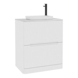 Royal Bathrooms Venice 700mm Gloss White Freestanding Bathroom Countertop Vanity Unit 2 Drawer With Qubix Basin - thumbnail 7