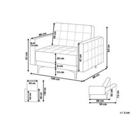 Beliani  Armchair Aberdeen Velvet Blue - thumbnail 3
