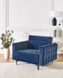 Beliani  Armchair Aberdeen Velvet Blue - thumbnail 2