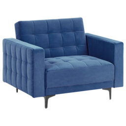 Beliani  Armchair Aberdeen Velvet Blue - thumbnail 1