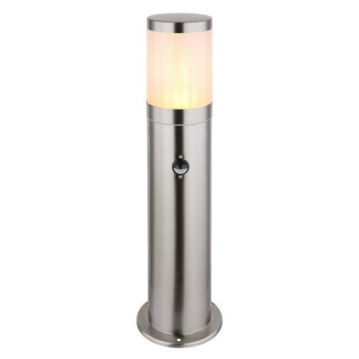 Luminosa Lighting Luminosa Xeloo Pir Outdoor Bollard Silver Glossy Ip44 1X E27 Dawn Dusk Sensor - image 1