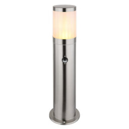 Luminosa Lighting Luminosa Xeloo Pir Outdoor Bollard Silver Glossy Ip44 1X E27 Dawn Dusk Sensor - thumbnail 1
