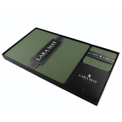 Lara-May Set Of 6 Olive Green Recycled Leather Placemats And 6 Leather Coasters - image 1