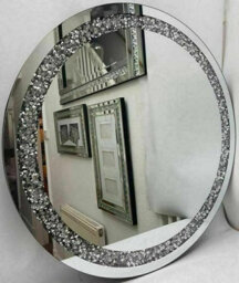 Biznest 60Cmlarge Jewel Round Wall Mirror Loose Diamante Crystal Mirror Room Decoration Ideas - thumbnail 2