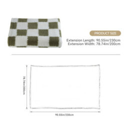 Living And Home Super Soft Comfortable Plush Reversible Checkered Throw Blanket Available All Year Round Green And White 230Cm W X 230Cm D - thumbnail 9