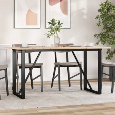 Berkfield Dining Table O-Frame 140X80X75 Cm Solid Wood Pine And Steel - image 1