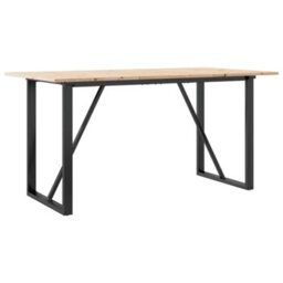 Berkfield Dining Table O-Frame 140X80X75 Cm Solid Wood Pine And Steel - thumbnail 6