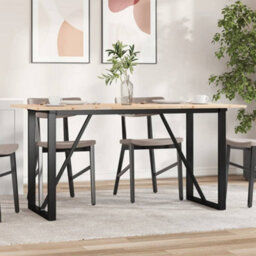 Berkfield Dining Table O-Frame 140X80X75 Cm Solid Wood Pine And Steel