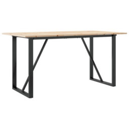 Berkfield Dining Table O-Frame 140X80X75 Cm Solid Wood Pine And Steel - thumbnail 2