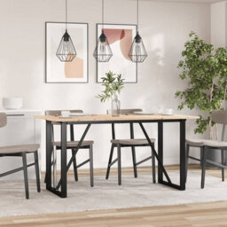 Berkfield Dining Table O-Frame 140X80X75 Cm Solid Wood Pine And Steel - thumbnail 3