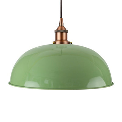 Mint Green Worcester Painted Dome Pendant Light With Matt Antique Copper Lamp Holder And Black Round Cable - Se Home - image 1