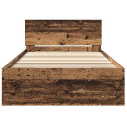 Berkfield Bed Frame With Headboard Old Wood 100 X 200 Cm Engineered Wood - thumbnail 6