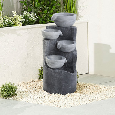 Thehotsale 4-Tier Solar Powered Garden Water Fountain Rockery Decor With Warm Light 62Cm H - image 1
