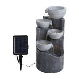 Thehotsale 4-Tier Solar Powered Garden Water Fountain Rockery Decor With Warm Light 62Cm H - thumbnail 3
