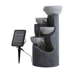 Thehotsale 4-Tier Solar Powered Garden Water Fountain Rockery Decor With Warm Light 62Cm H - thumbnail 4