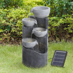 Thehotsale 4-Tier Solar Powered Garden Water Fountain Rockery Decor With Warm Light 62Cm H - thumbnail 2