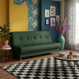 Enduro Iii Sofa Bed For Living Room Polyurethane Foam Wave Spring Wooden Frame Click Clack 193X90X85Cm Green