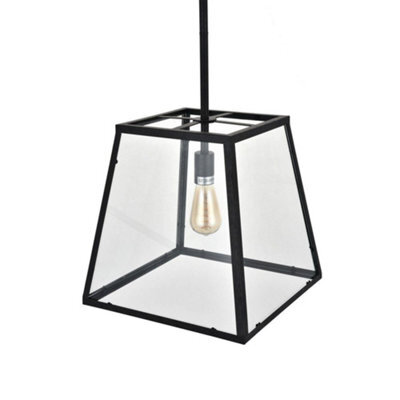 Geo Trapeze Metal And Glass Lantern Pendant Light - Se Home - image 1