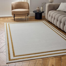 The Rugs Carmel Cream/gold Bordered Area Rug And Runner Non Shedding, Stain Resistant, Soft - thumbnail 1