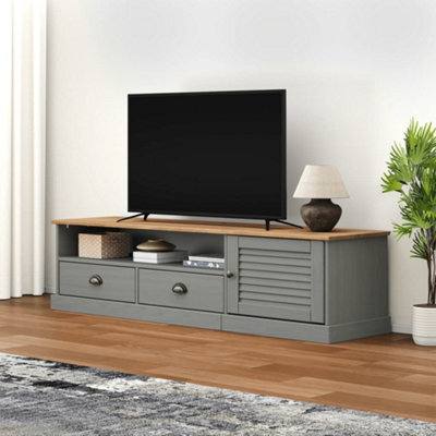 Berkfield Tv Cabinet Vigo Grey 156X40X40 Cm Solid Wood Pine - image 1