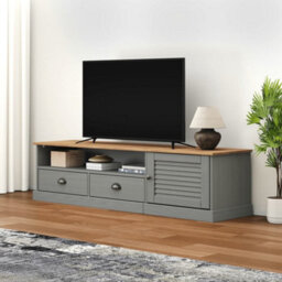 Berkfield Tv Cabinet Vigo Grey 156X40X40 Cm Solid Wood Pine - thumbnail 1