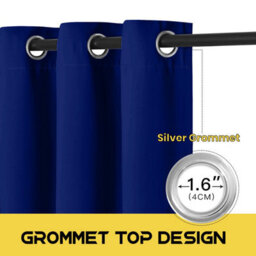 Ameha Navy Plain Curtain Blackout Thick Thermal Insulated Bedroom Kitchen 66'' X 54'' Curtain Pair With Tie Backs Pair - thumbnail 5