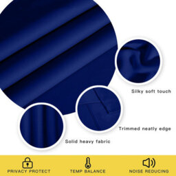 Ameha Navy Plain Curtain Blackout Thick Thermal Insulated Bedroom Kitchen 66'' X 54'' Curtain Pair With Tie Backs Pair - thumbnail 7