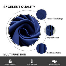 Ameha Navy Plain Curtain Blackout Thick Thermal Insulated Bedroom Kitchen 66'' X 54'' Curtain Pair With Tie Backs Pair - thumbnail 8